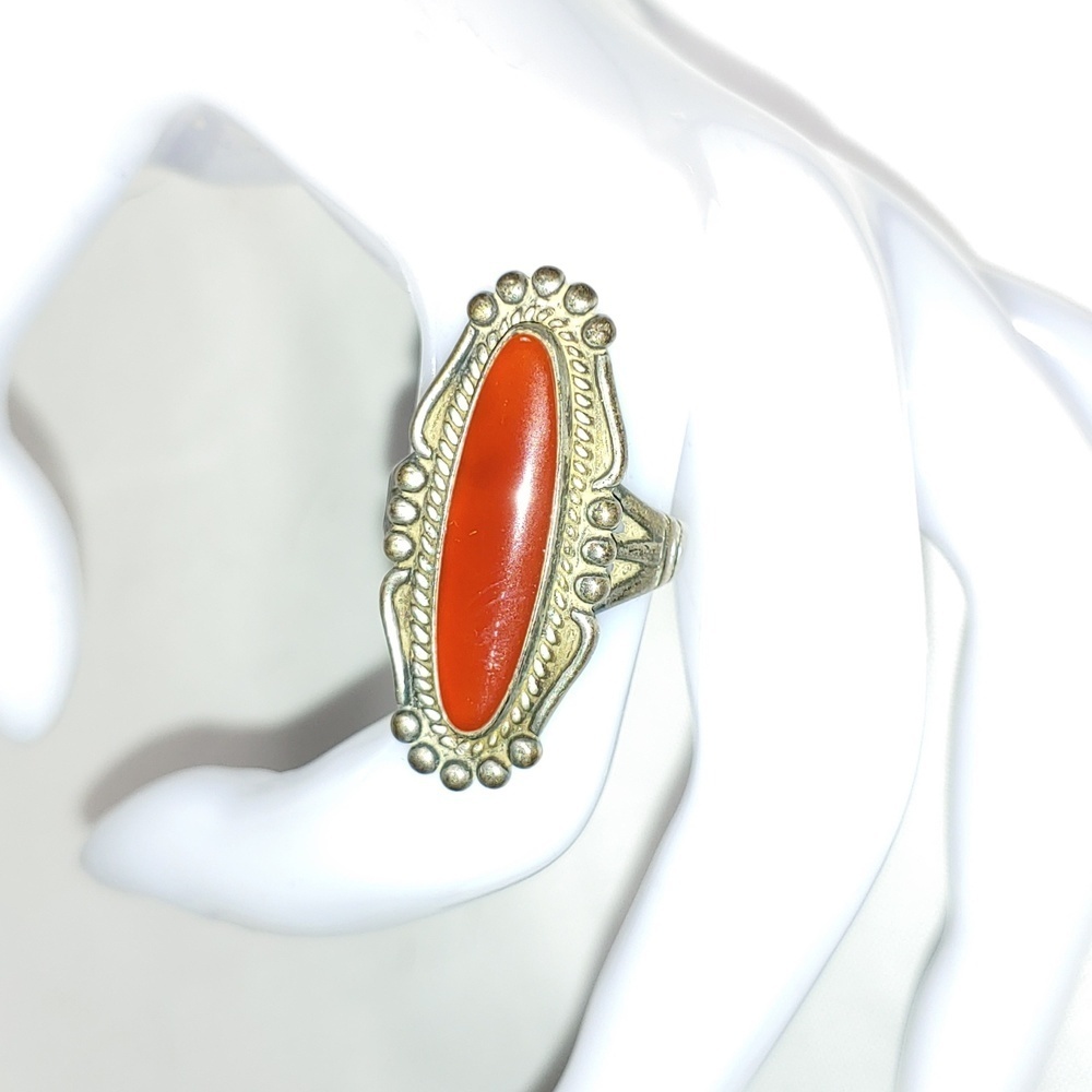 oval red coral ring